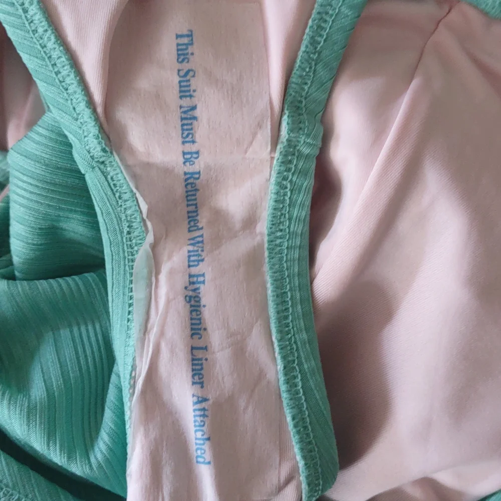 Shade & Shore Cabana Light Lift Ribbed Texture One Piece Swimsuit Green - Picture 10 of 11